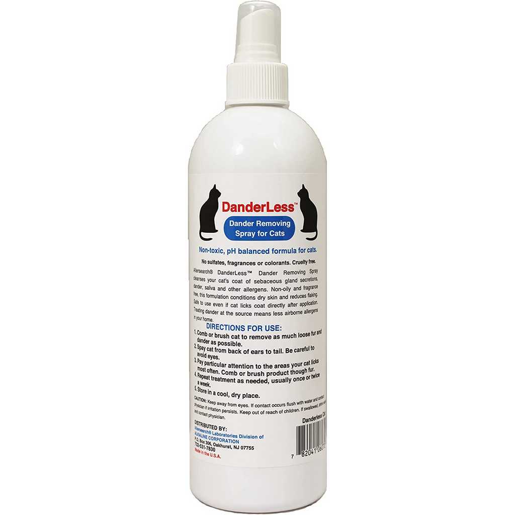 Danderless dander removing spray for cats