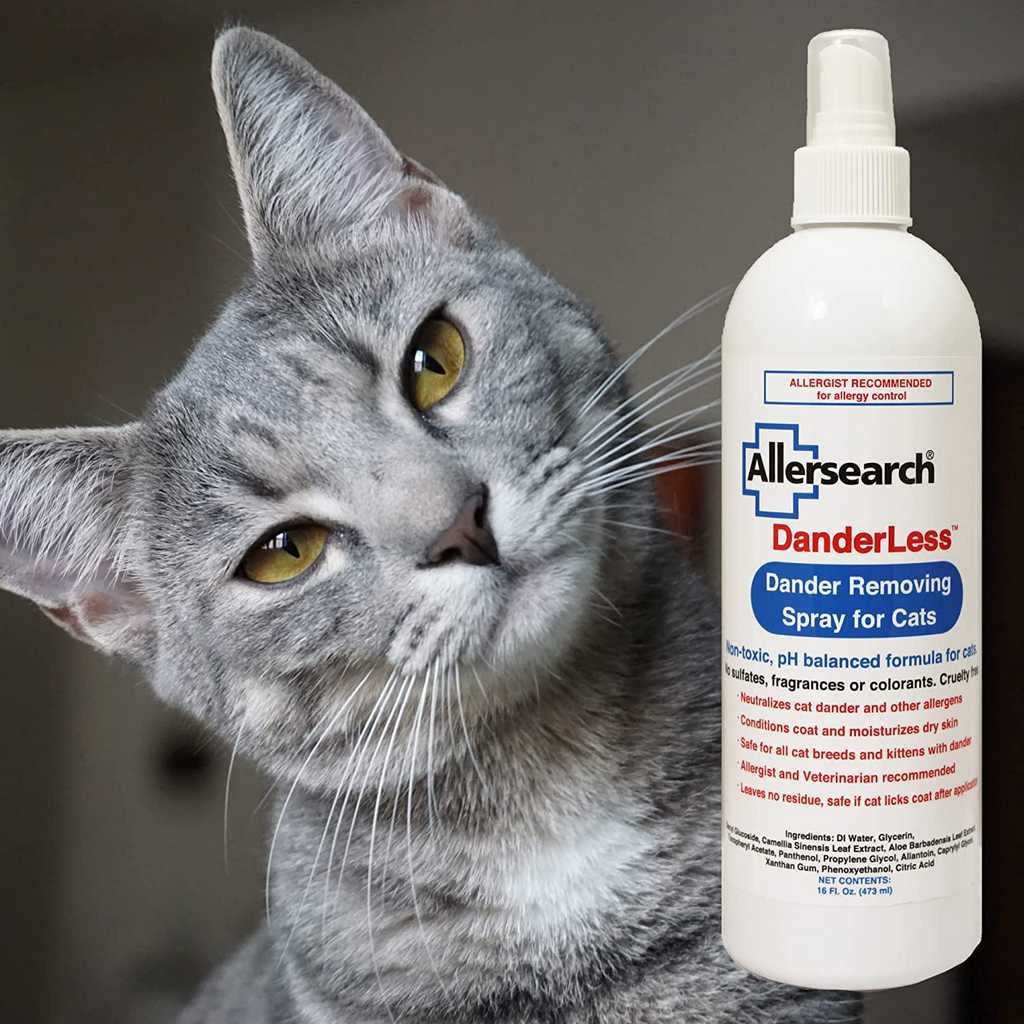 Danderless dander removing spray for cats