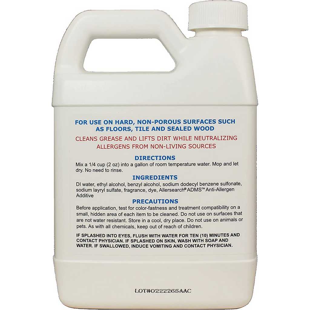ADMS Anti-Allergen Floor Wash, directions