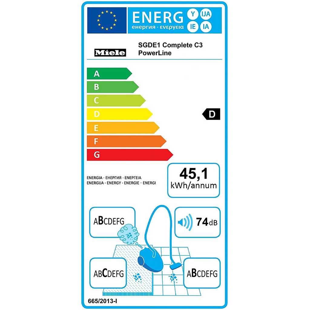 Miele Complete C3 Pure Power with HEPA filter energy